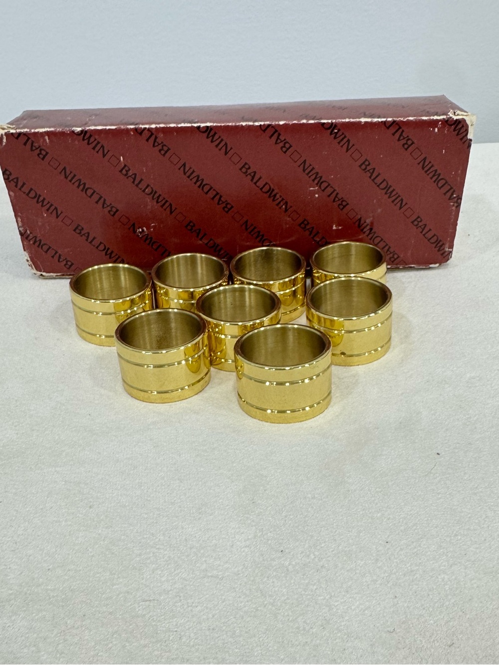 Set of 8 Baldwin Brass Napkin Rings